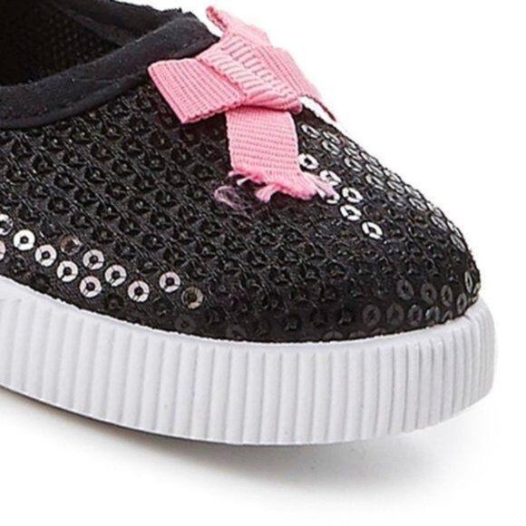 2 FOR $5 SALE Lilly of New York Black Sequined Slip On Sneakers Size 10 - Picture 5 of 9